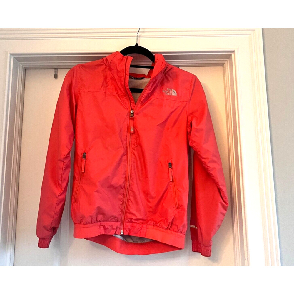 The North Face Girls Jacket Size L Pink Windbreaker Full Zip Outdoors Hooded